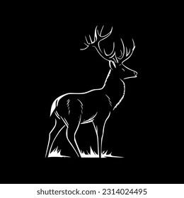 Deer | Black and White Vector illustration