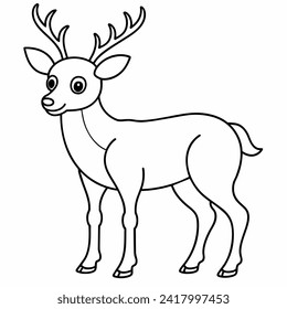 deer black and white vector illustration for coloring book	