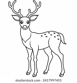 deer black and white vector illustration for coloring book	