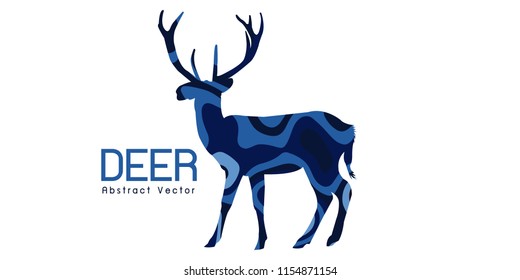 deer blue style Abstract illustration vector 
