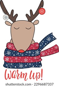 deer blue white vector print illustration