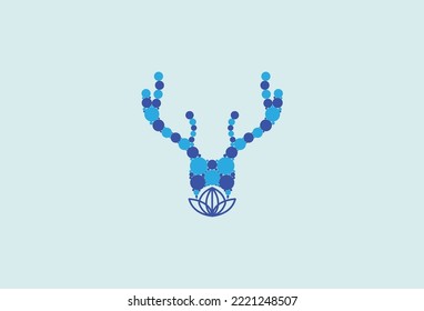 Deer bubble and lotus logo design