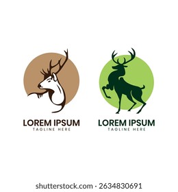 Deer Buck animal logo design collection modern minimal concept
