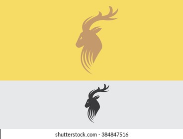 Deer buck antlers luxury emblem flat logo vector 