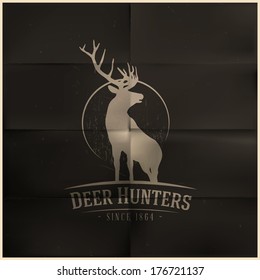 Deer buck on full moon badge