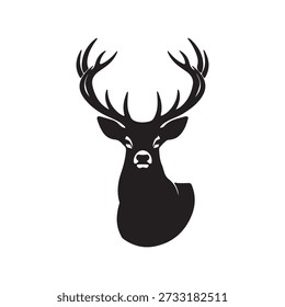 Deer buck silhouette vector flat illustration design on white back ground