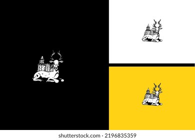 Hirsch und Bauwesen, schwarz-weiß
