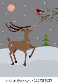 Deer and bullfinch