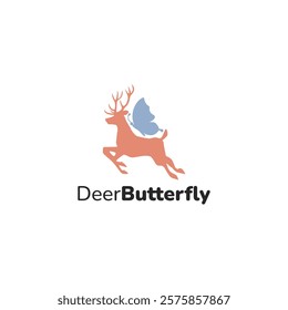 Deer Butterfly Logo Animals Vector