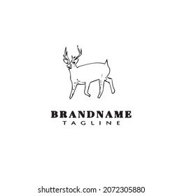 deer or caribou logo cartoon icon design template black modern isolated vector simple