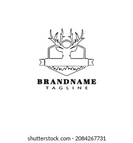 deer or caribou logo cartoon icon design template modern isolated vector illustration