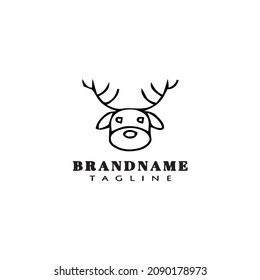 deer or caribou logo cartoon icon cute template black modern isolated vector illustration