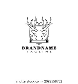 deer or caribou logo cartoon icon unique template black modern isolated vector illustration
