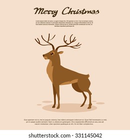 Deer Cartoon Animal Brown Reindeer Vector Illustration