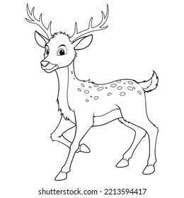 Deer Cartoon Animal Illustration BW