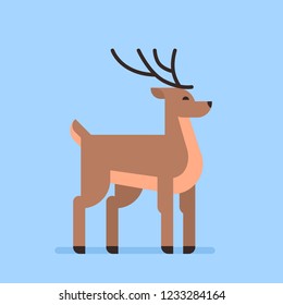 deer cartoon animal reindeer flat blue background vector illustration