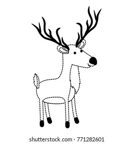 deer cartoon in black dotted contour