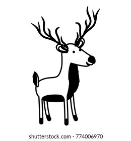 deer cartoon in black sections silhouette on white background