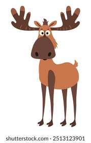 Deer Cartoon Character. Flat Vector Illustration