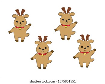deer cartoon character isolated on white background. Vector illustration