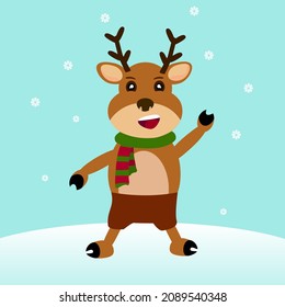 deer cartoon character vector illustration. cute deer cartoon for christmas and new year eps 10