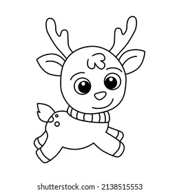 Deer cartoon coloring page illustration vector.