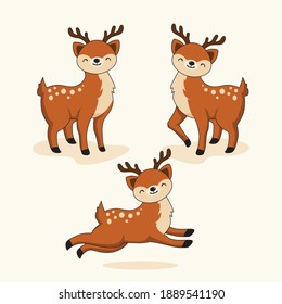 Deer Cartoon Cute Animals Collections Set