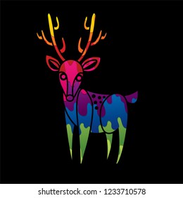 Deer cartoon graphic vector.