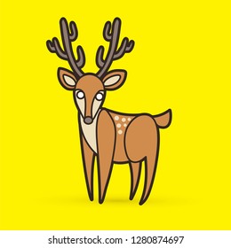 Deer cartoon graphic vector.