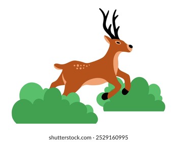 Deer Cartoon with Grass Illustration