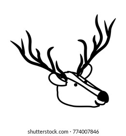 deer cartoon head in black sections silhouette