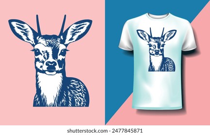 Deer cartoon illustration vector t shirt design