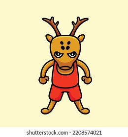 Deer Cartoon Mascot Funny Vector Smile Happiness Fun Cute