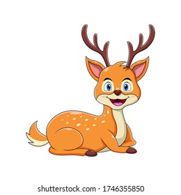 Deer cartoon sitting on white background