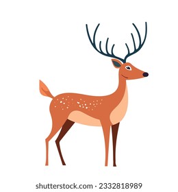 Deer in cartoon style isolated on white background. 