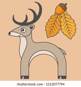 Deer cartoon style, vector art for kids