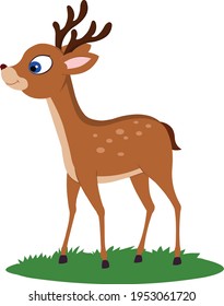 Deer cartoon vector illustration isolated on white background