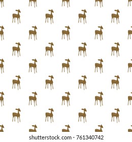 Deer cartoon vector seamless pattern. Fawn on white christmas winter background.