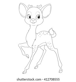 Deer character for coloring book