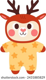 Deer Character In Costume Vector Illustration