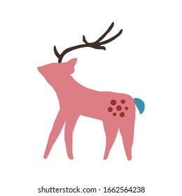 Deer character design. Cute cartoon animal vector illustration. Abstract icon for baby posters, art prints, fashion apparel or stickers.
