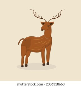 Deer Character Flat Vector Illustration