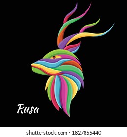 Deer character illustration with colorful drawing or wpap style. for printing t-shirts, poster and mechandise. vector popart eps10