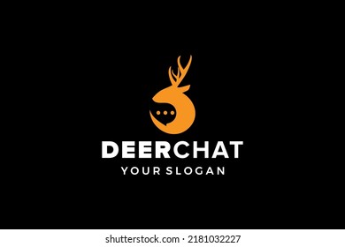 Deer and chat technology logo design