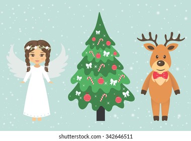 deer and christmas angel