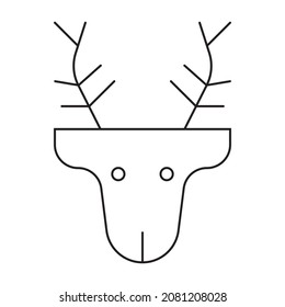 Deer Christmas decoration ornate Vector. Black and white. White background. Line drawing.