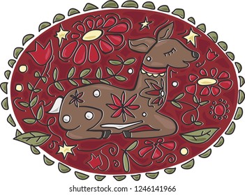 deer christmas decoration vector