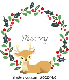 Decoración de venado y Navidad maleza vector de diseño plano.