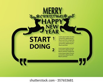 Deer, christmas Design and text box,vector