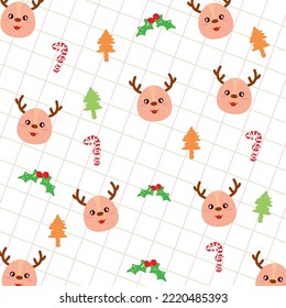 patrón de doodles de navidad de venado - y detallado, grandioso para textiles de navidad, pancartas, envolturas,